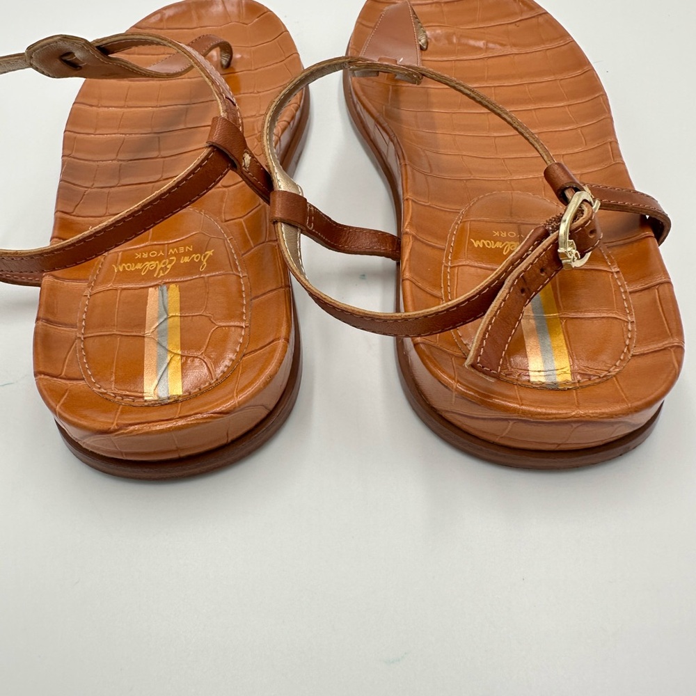 Sam Edelman Brown Croc-Embossed Sandals - Picture 3 of 5